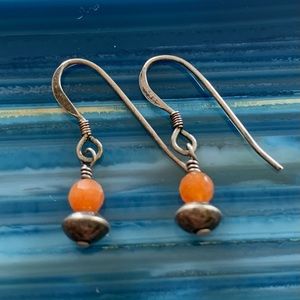 Vintage Sterling Silver Carnelian Dangle Earrings